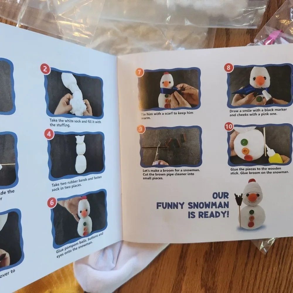13 Socks No Sew Craft kit Create five Toys-Snowman Chick Caterpillar Bear Bunny